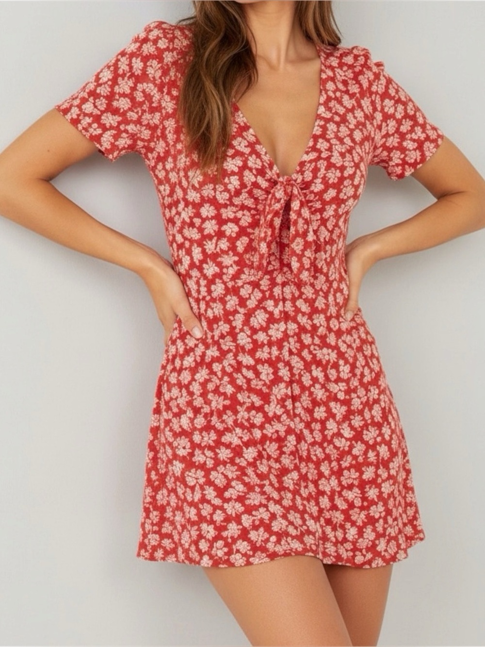 SÉZANE Norabel Silk Dress, Red Cara Print, FR40/US8